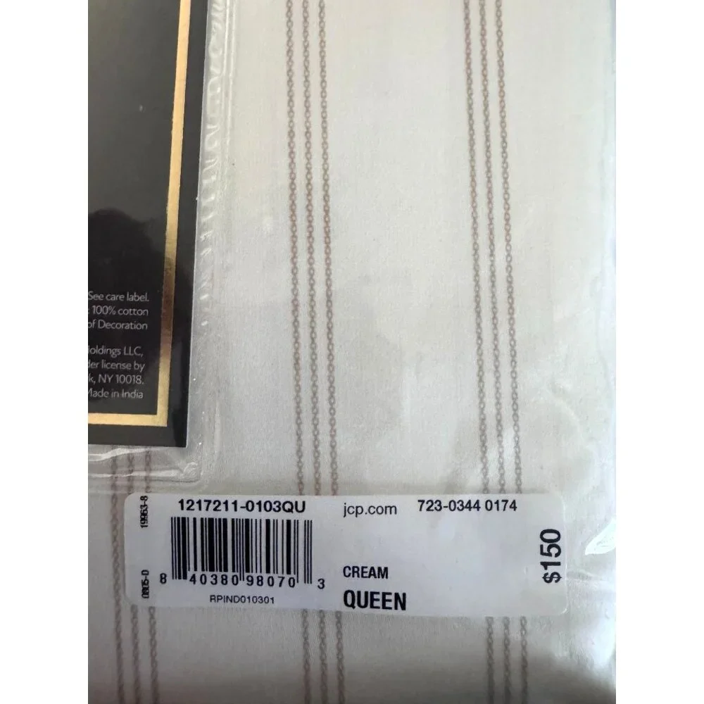 Fieldcrest Heritage 4-Piece Printed Queen Sheet Set 400TC 100% Cotton Chain Stri